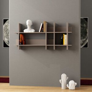Decortie - Beads Wall Mounted Modern Bookcase Display Unit Mocha Grey w 150cm Wide - Mocha Grey Decortie - Beads Wall Mounted Modern Bookcase Display Unit Mocha Grey w 150cm Wide - Mocha Grey