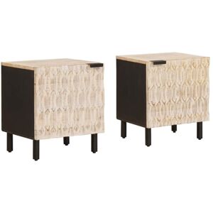 Bedside Cabinet 2 pcs White 40 x 33 x 46 cm Solid Mango Wood vidaXL Bedside Cabinet 2 pcs White 40 x 33 x 46 cm Solid Mango Wood vidaXL