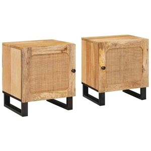 Bedside Cabinet 2 pcs Natural 40 x 33.5 x 46 cm vidaXL Bedside Cabinet 2 pcs Natural 40 x 33.5 x 46 cm vidaXL