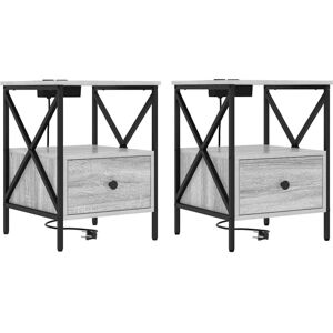 Bedside Cabinet 2 pcs Grey sonoma 41.5 x 40.5 x 55 cm Vidaxl Bedside Cabinet 2 pcs Grey sonoma 41.5 x 40.5 x 55 cm Vidaxl