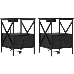 Vidaxl - Bedside Cabinet with Drawer 2 pcs Black oak 41.5 x 40.5 x 55 cm Vidaxl - Bedside Cabinet with Drawer 2 pcs Black oak 41.5 x 40.5 x 55 cm