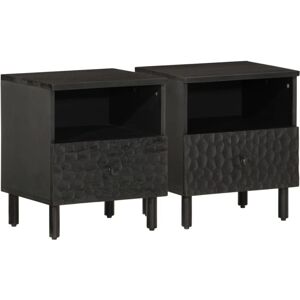 Vidaxl - Bedside Cabinets 2 pcs Black 40x33x46 cm Solid Wood Mango Vidaxl - Bedside Cabinets 2 pcs Black 40x33x46 cm Solid Wood Mango