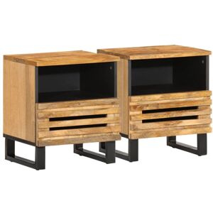 Vidaxl - Bedside Cabinets 2 pcs 40x33x46 cm Solid Wood Rough Mango Vidaxl - Bedside Cabinets 2 pcs 40x33x46 cm Solid Wood Rough Mango