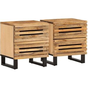 Bedside Cabinets 2 pcs 40x34x46 cm Solid Wood Rough Mango Vidaxl Bedside Cabinets 2 pcs 40x34x46 cm Solid Wood Rough Mango Vidaxl