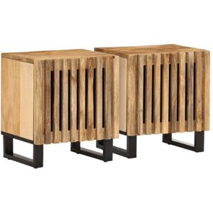 Bedside Cabinets 2 pcs 40x34x46 cm Solid Wood Rough Mango vidaXL Bedside Cabinets 2 pcs 40x34x46 cm Solid Wood Rough Mango vidaXL