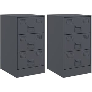 Bedside Cabinets 2 pcs Anthracite 34.5x39x62 cm Steel Vidaxl Bedside Cabinets 2 pcs Anthracite 34.5x39x62 cm Steel Vidaxl
