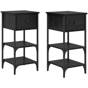 Vidaxl - Bedside Cabinet with Drawer 2 pcs Black oak 34 x 36 x 70 cm Vidaxl - Bedside Cabinet with Drawer 2 pcs Black oak 34 x 36 x 70 cm