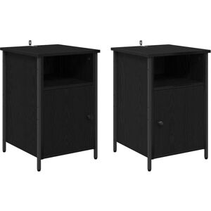 Bedside Cabinet 2 pcs Black Oak 40 x 42 x 60 cm Engineered Wood vidaXL Bedside Cabinet 2 pcs Black Oak 40 x 42 x 60 cm Engineered Wood vidaXL