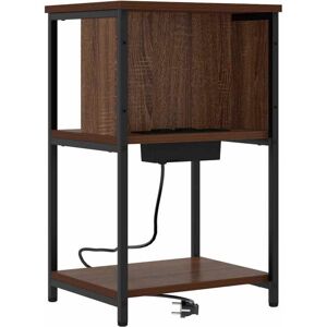 vidaXL Bedside Table Brown Oak - 38x31x61cm - Modern Nightstand vidaXL Bedside Table Brown Oak - 38x31x61cm - Modern Nightstand