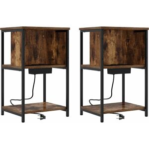 Bedside Cabinet 2 pcs Smoked oak 38 x 31 x 61 cm Vidaxl Bedside Cabinet 2 pcs Smoked oak 38 x 31 x 61 cm Vidaxl
