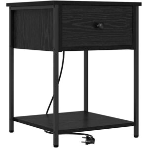 vidaXL Black Oak Bedside Table - Bedside Table vidaXL Black Oak Bedside Table - Bedside Table