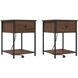 Vidaxl - Bedside Cabinet 2 pcs Brown oak 42 x 41 x 56 cm Engineered wood Vidaxl - Bedside Cabinet 2 pcs Brown oak 42 x 41 x 56 cm Engineered wood