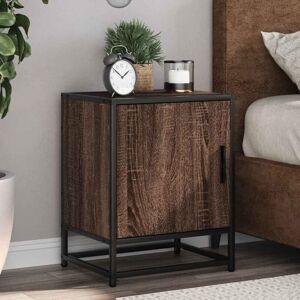 Bedside Cabinet Brown Oak 40x31x50 cm Engineered Wood and Metal vidaXL Bedside Cabinet Brown Oak 40x31x50 cm Engineered Wood and Metal vidaXL