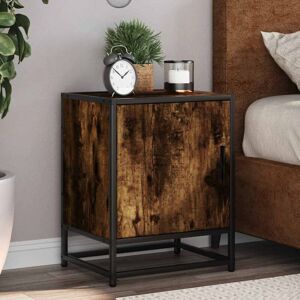 Bedside Cabinet Smoked Oak 40x31x50 cm Engineered Wood and Metal Vidaxl Bedside Cabinet Smoked Oak 40x31x50 cm Engineered Wood and Metal Vidaxl