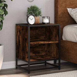 Bedside Cabinet Smoked Oak 40x31x50 cm Engineered Wood and Metal Vidaxl Bedside Cabinet Smoked Oak 40x31x50 cm Engineered Wood and Metal Vidaxl