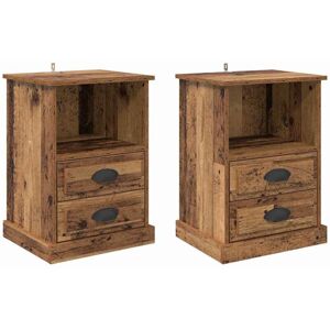 Bedside Cabinet 2 pcs Old wood 43 x 36 x 60 cm Engineered wood vidaXL Bedside Cabinet 2 pcs Old wood 43 x 36 x 60 cm Engineered wood vidaXL