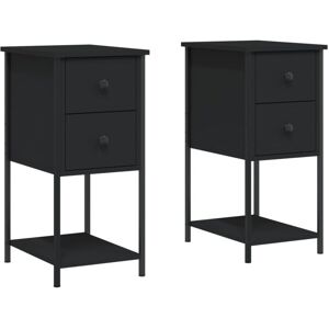 Bedside Cabinets 2 pcs Black 32x42x70 cm Engineered Wood vidaXL Bedside Cabinets 2 pcs Black 32x42x70 cm Engineered Wood vidaXL