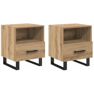 Bedside Cabinet with Drawer 2 pcs Artisan oak 40 x 35 x 47.5 cm vidaXL Bedside Cabinet with Drawer 2 pcs Artisan oak 40 x 35 x 47.5 cm vidaXL
