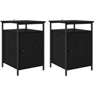 Bedside Cabinet 2 pcs Black oak 40 x 42 x 60cm Engineered Wood vidaXL Bedside Cabinet 2 pcs Black oak 40 x 42 x 60cm Engineered Wood vidaXL