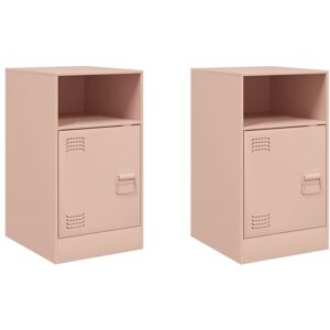 Bedside Cabinets 2pcs Pink 34.5x39x62 cm Steel vidaXL Bedside Cabinets 2pcs Pink 34.5x39x62 cm Steel vidaXL