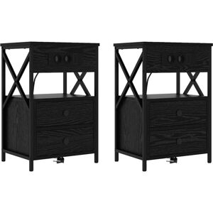 Bedside Cabinet 2 pcs Black oak 40 x 31 x 60 cm Engineered wood Vidaxl Bedside Cabinet 2 pcs Black oak 40 x 31 x 60 cm Engineered wood Vidaxl