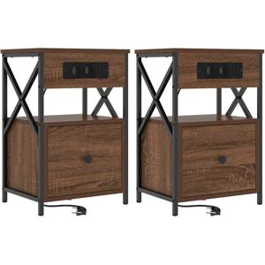 Bedside Cabinet 2 pcs Brown oak 40 x 31 x 60 cm Engineered wood vidaXL Bedside Cabinet 2 pcs Brown oak 40 x 31 x 60 cm Engineered wood vidaXL