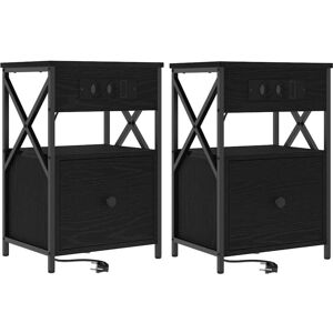Vidaxl - Bedside Cabinet 2 pcs Black oak 40 x 31 x 60 cm Engineered wood Vidaxl - Bedside Cabinet 2 pcs Black oak 40 x 31 x 60 cm Engineered wood