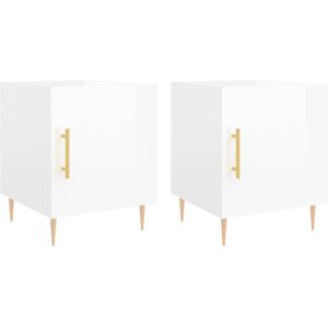 Vidaxl - Bedside Cabinets 2 pcs High Gloss White 40x40x50 cm Engineered Wood Vidaxl - Bedside Cabinets 2 pcs High Gloss White 40x40x50 cm Engineered Wood
