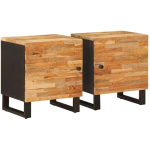 Bedside Cabinet 2 pcs Brown 40 x 33 x 46 cm Solid Mango Wood vidaXL Bedside Cabinet 2 pcs Brown 40 x 33 x 46 cm Solid Mango Wood vidaXL