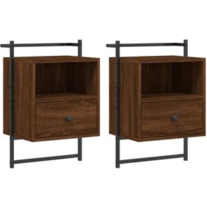 Bedside Cabinets Wall-mounted 2 pcs Brown Oak 40x30x61 cm Engineered Wood vidaXL Bedside Cabinets Wall-mounted 2 pcs Brown Oak 40x30x61 cm Engineered Wood vidaXL
