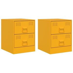 vidaXL Bedside Cabinet - Steel 2 pcs - Yellow - Bedside Cabinet vidaXL Bedside Cabinet - Steel 2 pcs - Yellow - Bedside Cabinet