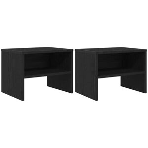 vidaXL Black Oak Bedside Table 2 pcs - Bedside Table vidaXL Black Oak Bedside Table 2 pcs - Bedside Table