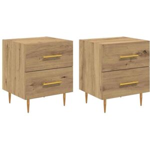 Bedside Cabinet with Drawer 2 pcs Artisan Oak 40 x 35 x 47.5 cm vidaXL Bedside Cabinet with Drawer 2 pcs Artisan Oak 40 x 35 x 47.5 cm vidaXL