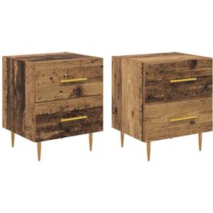 Bedside Cabinet with Drawer 2 pcs Old Wood 40 x 35 x 47.5 cm vidaXL Bedside Cabinet with Drawer 2 pcs Old Wood 40 x 35 x 47.5 cm vidaXL