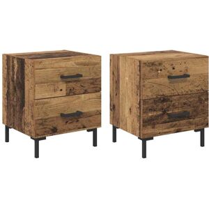 Bedside Cabinet with Drawer 2 pcs Old Wood 40 x 35 x 47.5 cm vidaXL Bedside Cabinet with Drawer 2 pcs Old Wood 40 x 35 x 47.5 cm vidaXL