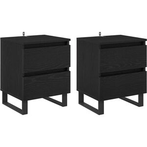 Bedside Cabinet 2 pcs Black oak 40 x 35 x 50 cm Engineered wood vidaXL Bedside Cabinet 2 pcs Black oak 40 x 35 x 50 cm Engineered wood vidaXL