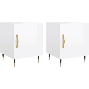 Bedside Cabinets 2 pcs High Gloss White 40x40x50 cm Engineered Wood vidaXL Bedside Cabinets 2 pcs High Gloss White 40x40x50 cm Engineered Wood vidaXL
