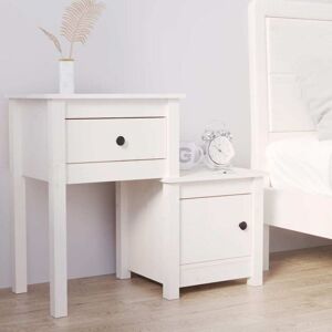 Bedside Cabinet White 79.5x38x65.5 cm Solid Wood Pine Vidaxl Bedside Cabinet White 79.5x38x65.5 cm Solid Wood Pine Vidaxl