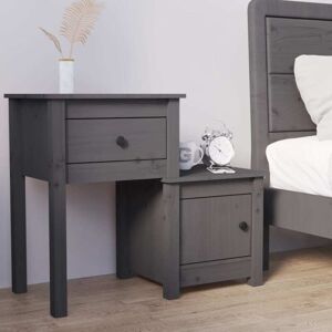 Bedside Cabinet Grey 79.5x38x65.5 cm Solid Wood Pine vidaXL Bedside Cabinet Grey 79.5x38x65.5 cm Solid Wood Pine vidaXL