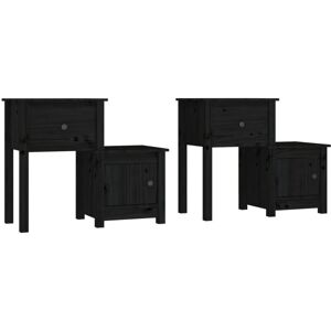 Bedside Cabinet 2 pcs Black 79.5x38x65.5 cm Solid Wood Pine Vidaxl Bedside Cabinet 2 pcs Black 79.5x38x65.5 cm Solid Wood Pine Vidaxl