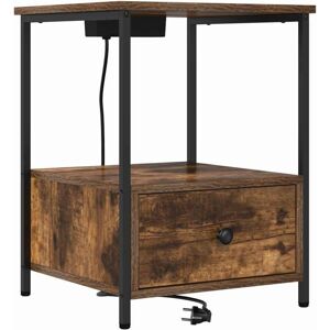 Vidaxl - Bedside Cabinet with Charging Station with Drawer Smoked oak Vidaxl - Bedside Cabinet with Charging Station with Drawer Smoked oak