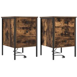 Vidaxl - Bedside Cabinets with Drawer 2 pcs Smoked oak 42 x 41 x 61 cm Vidaxl - Bedside Cabinets with Drawer 2 pcs Smoked oak 42 x 41 x 61 cm