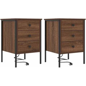 Vidaxl - Bedside Cabinets with Drawer 2 pcs Brown oak 42 x 41 x 61 cm Vidaxl - Bedside Cabinets with Drawer 2 pcs Brown oak 42 x 41 x 61 cm