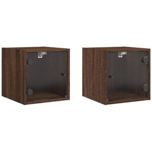 Vidaxl - Bedside Cabinets with Glass Doors 2 pcs Brown Oak 35x37x35 cm Vidaxl - Bedside Cabinets with Glass Doors 2 pcs Brown Oak 35x37x35 cm