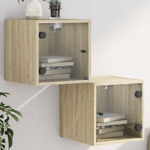 Vidaxl - Bedside Cabinets with Glass Doors 2 pcs Sonoma Oak 35x37x35 cm Vidaxl - Bedside Cabinets with Glass Doors 2 pcs Sonoma Oak 35x37x35 cm
