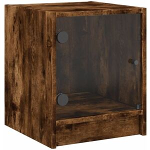 Bedside Cabinet with Glass Door Smoked Oak 35x37x42 cm Vidaxl Bedside Cabinet with Glass Door Smoked Oak 35x37x42 cm Vidaxl