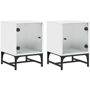 Bedside Cabinets with Glass Doors 2 pcs White 35x37x50 cm Vidaxl Bedside Cabinets with Glass Doors 2 pcs White 35x37x50 cm Vidaxl