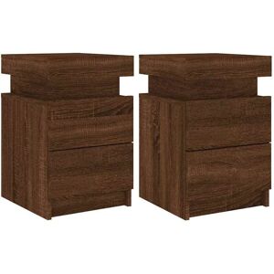 Vidaxl - Bedside Cabinets with led Lights 2 pcs Brown Oak 35x39x55 cm Vidaxl - Bedside Cabinets with led Lights 2 pcs Brown Oak 35x39x55 cm
