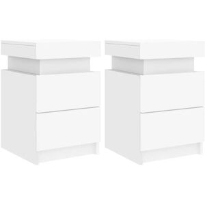 Vidaxl - Bedside Cabinets with led Lights 2 pcs White 35x39x55 cm Vidaxl - Bedside Cabinets with led Lights 2 pcs White 35x39x55 cm