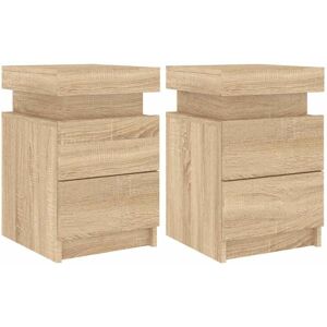 Vidaxl - Bedside Cabinets with led Lights 2 pcs Sonoma Oak 35x39x55 cm Vidaxl - Bedside Cabinets with led Lights 2 pcs Sonoma Oak 35x39x55 cm